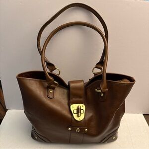 Etienne Aigner Rich Brown Leather Tote